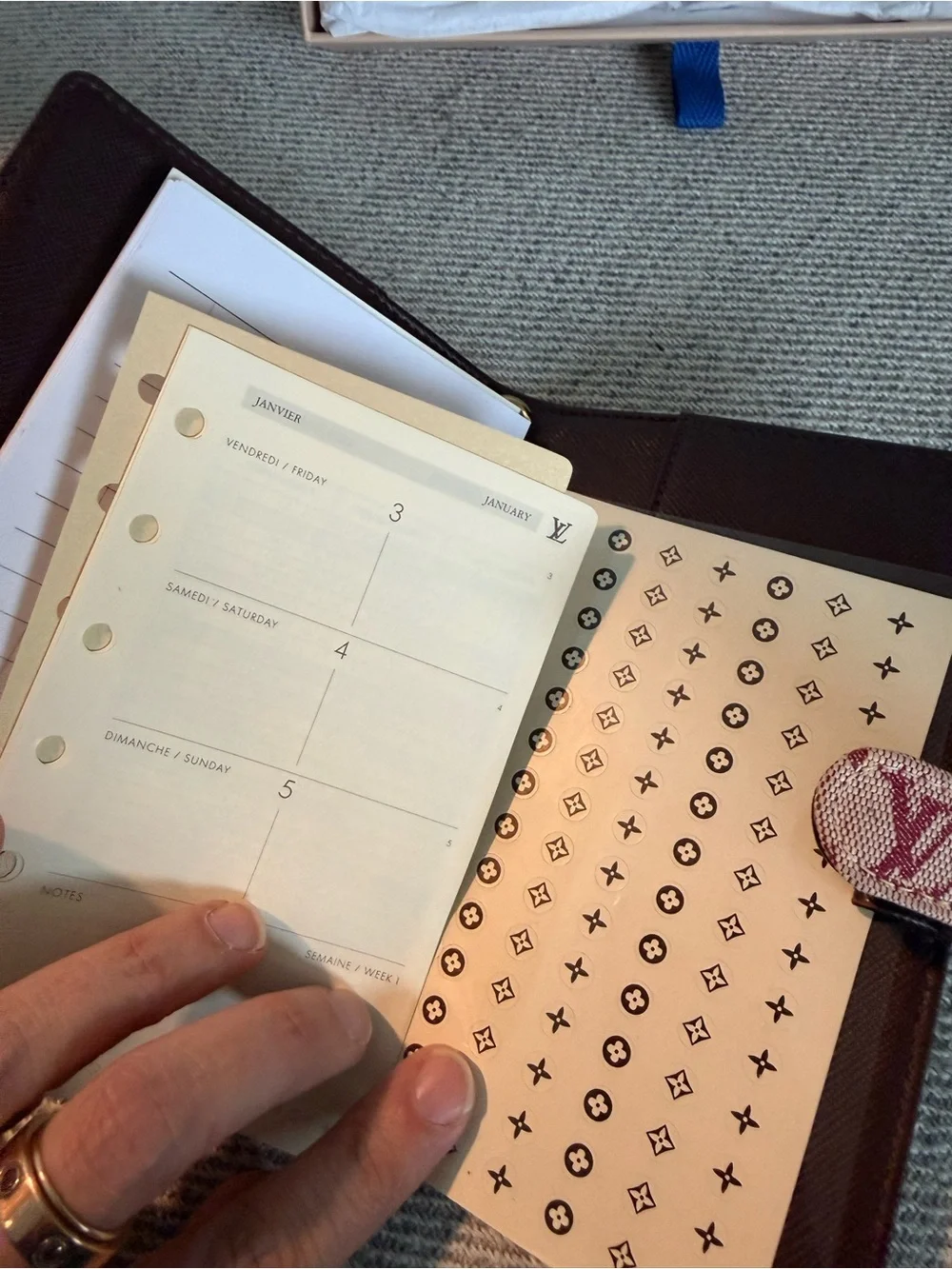 Louis Vuitton PM Mini Lin Beige and Burgundy Monogram Agenda
